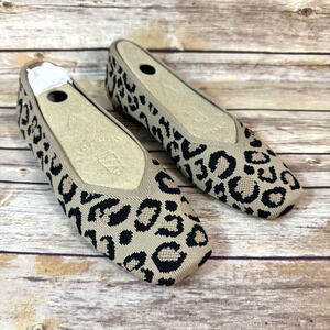 Vivaia Womens NEW Leopard Square Toe V-Cut Margot 2.0 Ballet Flats 39.5/ 8.5